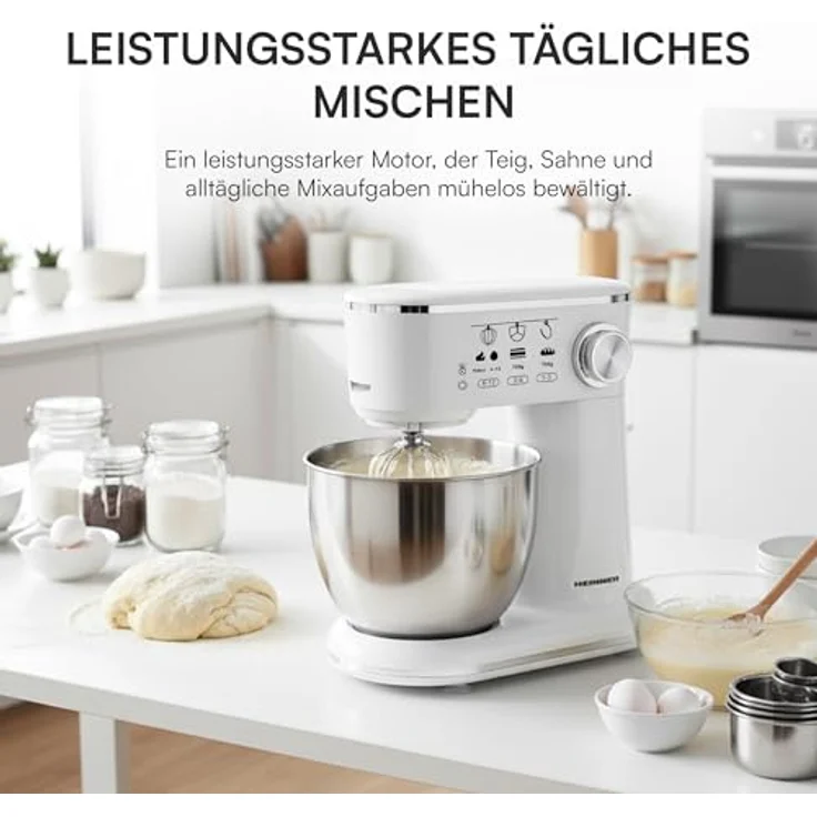 Heinner HPM-1000WHCH, Standmixer aus Edelstahl, Weiß, 5 l, 1000 Watt, Drehregler, Berührung – Bild 3