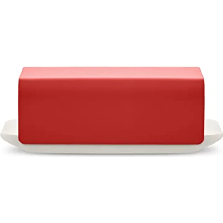Alessi Mattina BG04 R - Design-Butterdose aus Porzellan mit Deckel aus Edelstahl 18/10, mit Epoxidharz Gefärbt, Rot