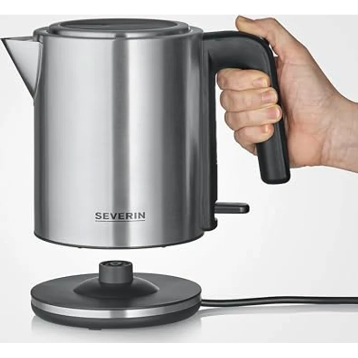 SEVERIN Wasserkocher 1L, elektrischer Wasserkocher mit Wasserstandsanzeige, Kalkfilter, XXL-Öffnung, leistungsstark & kompakt, 100% BPA-frei, 2.400 W, silber-schwarz/Edelstahl – Bild 2