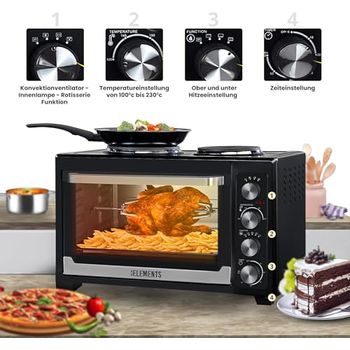 Forno Elettrico Da Tavolo KB-ELEMENTS 45L - 3200W, Per Pizza, Arrosti E Grill, Compatto E Multifunzione - Foto 10