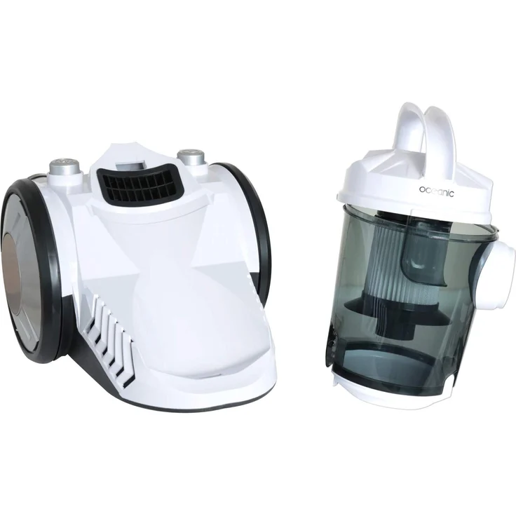 Oceanic VC10WBAX2, Beutelloser Staubsauger 700W in Weiß mit 3L Staubbehälter, leise 78 dB