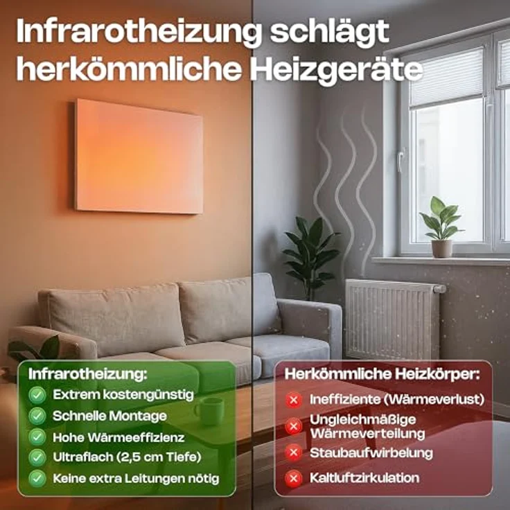 Vasner Infrarotheizung Citara M, Metall, 300 W, 40x60 cm, Infrarotheizung – Bild 8