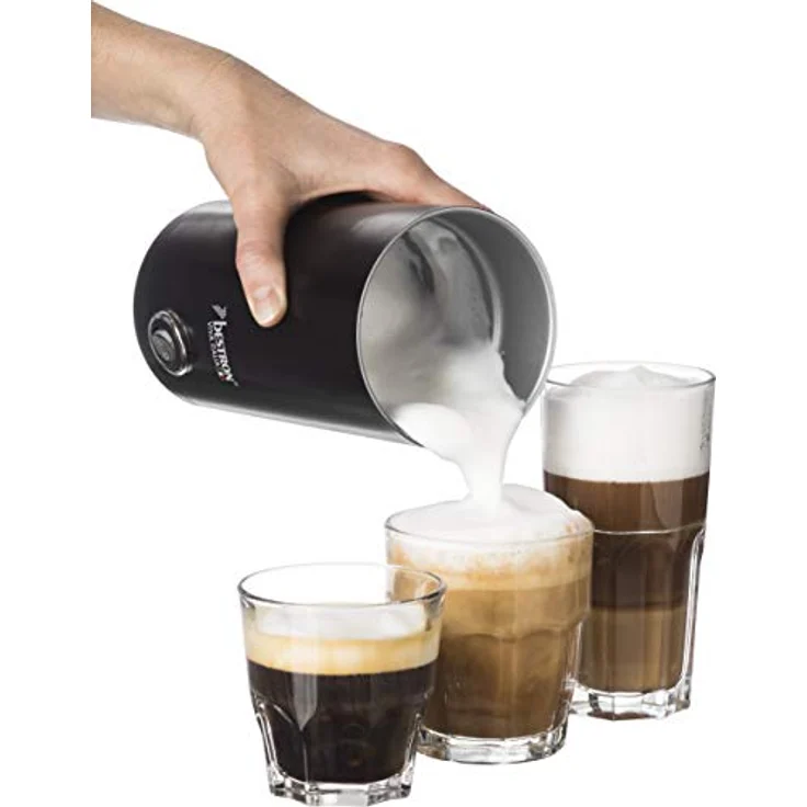 Bestron AMF8050 Elektrischer Milchaufschäumer, Viva Italia, Kabellos, 550 Watt, 300 ml, Aluminium, schwarz – Bild 5