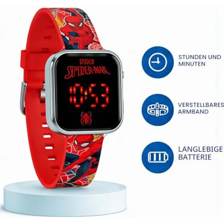 Kids Licensing Armbanduhr LED [Digital], Spider Man, kinderfreundliches Design mit Analoganzeige und robustem Kunststoffarmband, 15 cm Armbandlänge – Bild 2
