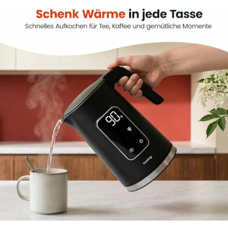 Huslog Elektrischer Wasserkocher AK-02014H, 1,7L mit Touchscreen, 2200W, präzise Temperaturregelung und Warmhaltefunktion – Bild 6