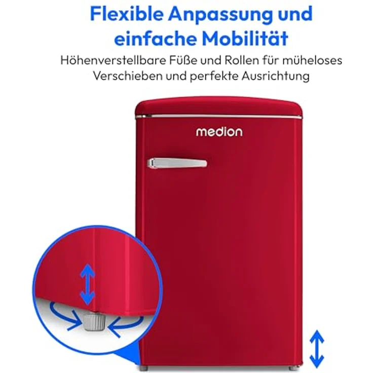 MEDION Retro Kühl-Gefrierkombination MD 37790 (108L Nutzinhalt, LED Innenbeleuchtung, stufenlose Temperaturregelung) - Velvet Rouge – Bild 5