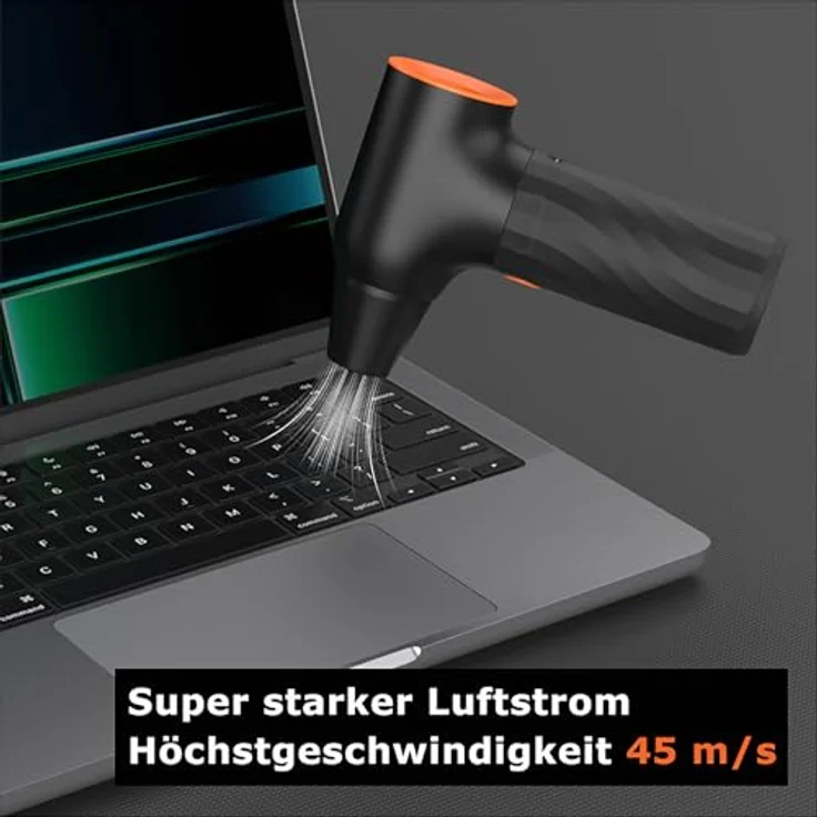 @tec Mini Turbo Akku Staubgebläse, kabellos mit 130.000 U/min, 6000mAh, Schwarz/Orange – Bild 7