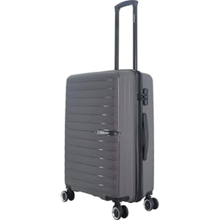 SAXOLINE Reisekoffer Fiesta M, grau, 72 l Volumen, 65,5 x 42 x 26 cm, robuster Hartschalenkoffer mit 360° Schwenkrädern – Bild 2