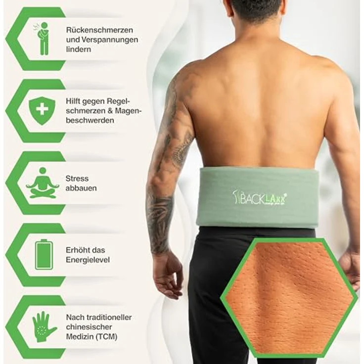 BACKLAxx® Massagegerät Akupressur Lendengürtel, Lendengurt, Akupressur Gürtel gegen Rückenschmerzen, Intensitätsregulierung durch Klettverschluss – Bild 2