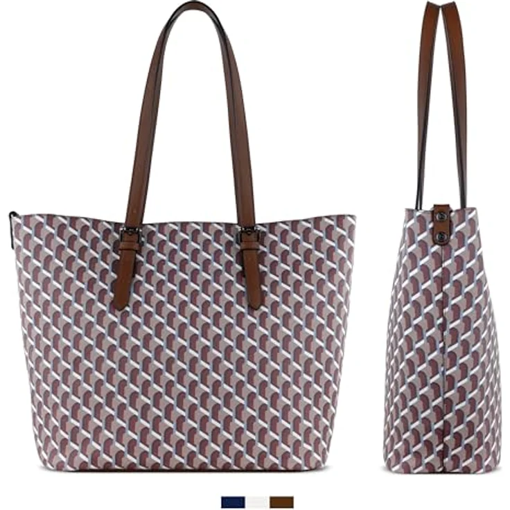 Bugatti Shopper Ella L, großzügige Handtasche aus hochwertigem Kunstleder mit Bag in Bag, Violett – Bild 3