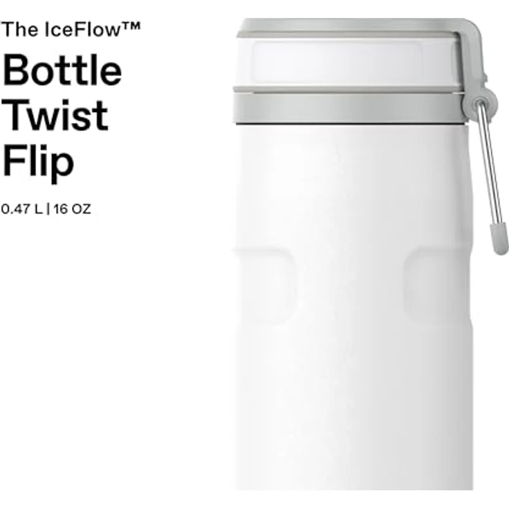STANLEY IceFlowBottle Twist Flip 0.47L, Kühlt 8 Stunden, 40 Stunden eisgekühlt, auslaufsicher, spülmaschinenfest, recycelter Edelstahl, BPA-frei, frost – Bild 3