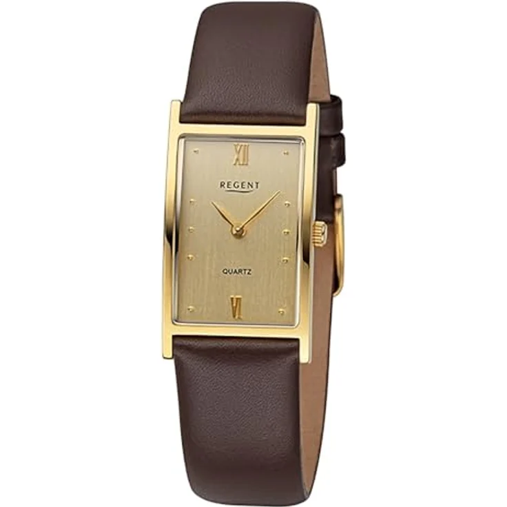 Regent Damen Analog Uhr 12090364, braunes Lederarmband, 21 mm Gehäusedurchmesser, wasserdicht bis 5 bar – Bild 1