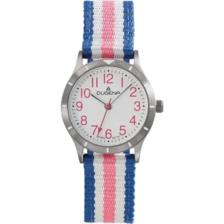 Dugena Kinder-Armbanduhr Adventure Kidz, Titan, wasserdicht, 10 bar, Farbe: Blau/Rosa