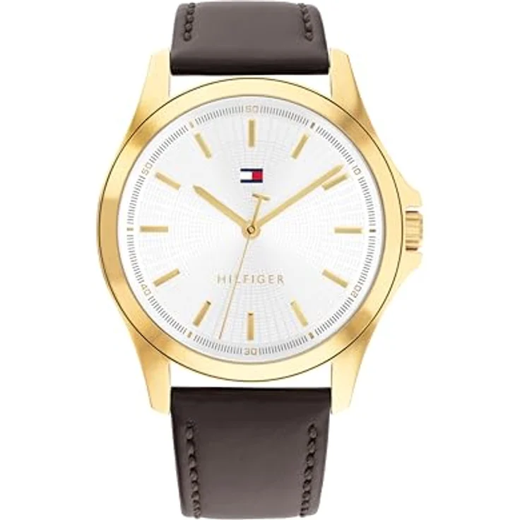 Tommy Hilfiger Bruce-Kollektion Analoguhr für Herren mit schwarzem Lederarmband und goldfarbenem Gehäuse - 1792204 – Bild 2