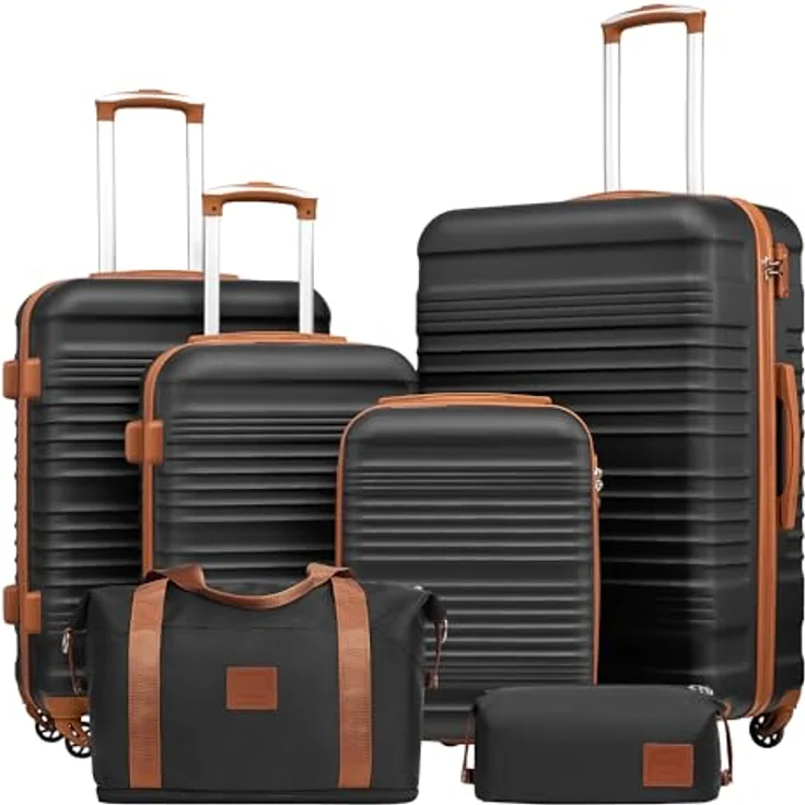 COOLIFE Koffer Set 6tlg, Hartschale Luggage Set 16-20-24-28 Zoll mit TSA-Schloss und praktischer Reisetasche – Bild 1