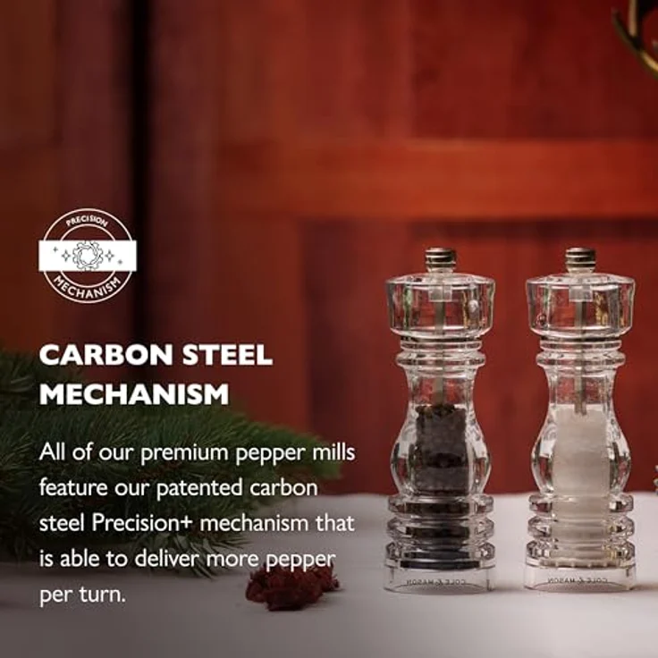 Cole & Mason London Acryl-Pfeffermühle, Precision+ Carbon-Mechanismus, 180 mm mit verstellbarem Mahlgrad – Bild 5