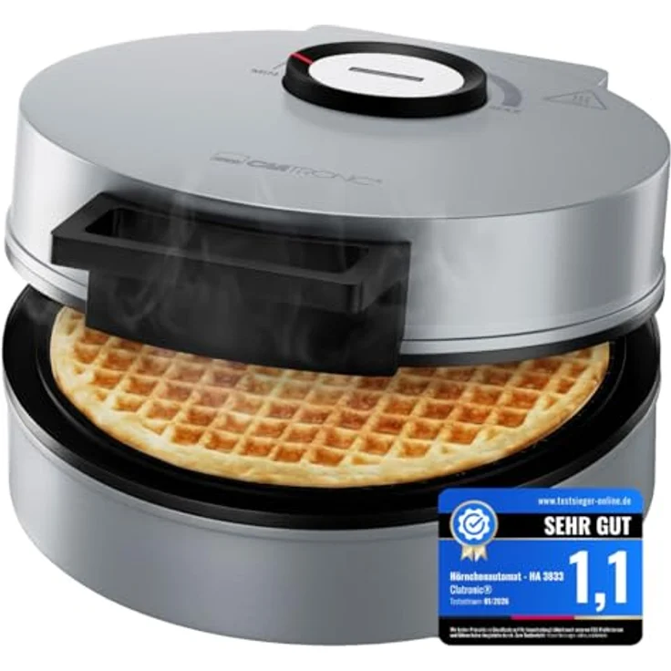 Clatronic HA 3833 Hörncheneisen, Eiswaffeleisen mit Antihaftbeschichtung, stufenlosem Bräunungsregler und Hörnchenkegel, 1200W, große Backfläche – Bild 1