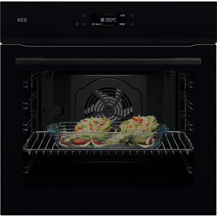 AEG NBE7P60SB MealAssist Pyrolyse Backofen, Schwarz, Multifunktionsgerät mit 72 Liter Garraum und EXCite Full Touch-Display – Bild 1