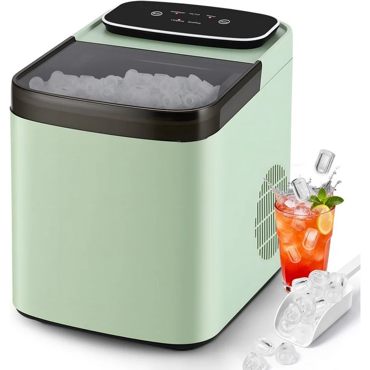 Nettlife Mini Eiswürfelmaschine, leiser Eiswürfelbereiter mit 2 Größen, 9 Eiswürfel in 6 Minuten, ideal für Büro, Camping und Partys