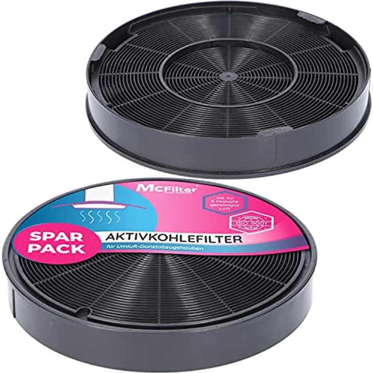 2x Aktivkohlefilter Ø 200mm, EFF62, 2er Set für Dunstabzugshaube geeignet für Kohlefilter Franke 112.0016.755, AEG 9029793578, Bosch/Siemens 00748732, Miele 6532971 - Filter für Abzugshaube – Bild 1