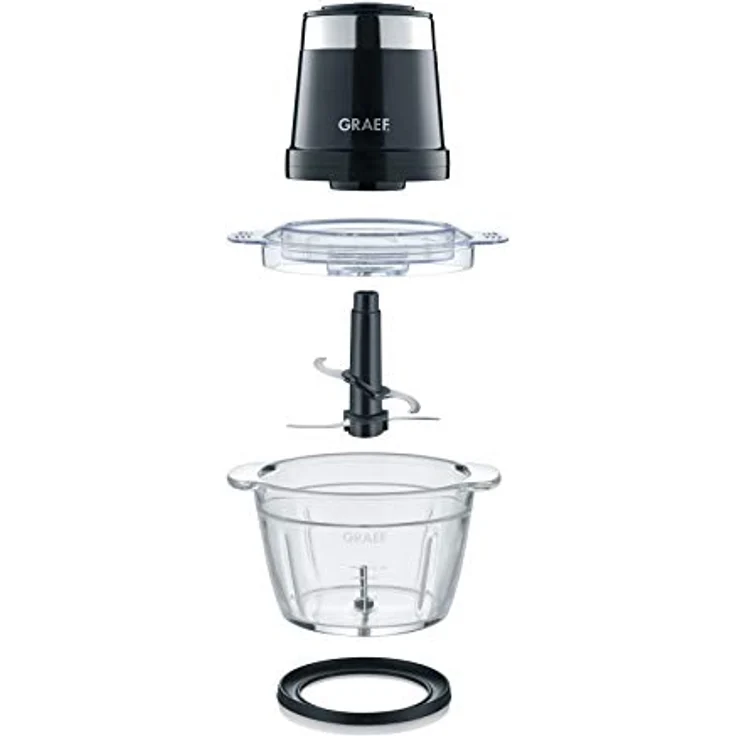 Graef CH502EU Zerkleinerer, Glas, 500W, Edelstahlmesser, 1 L, schwarz – Bild 2