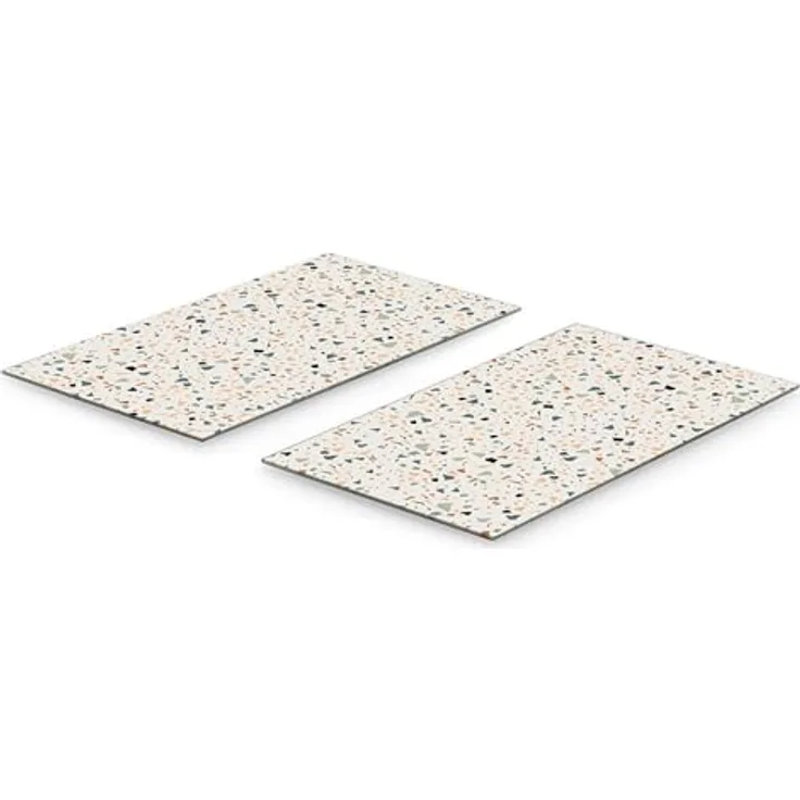 Zeller Present Schneidebrett Herdabdeck-/Schneideplatten-Set "Terrazzo", 2-tlg., Glas, Sicherheitsglas, Moderne Platte aus Sicherheitsglas, Terrazzo-Farbe