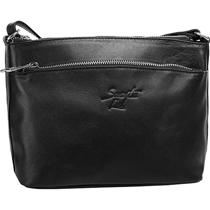 Samantha Look Umhängetasche, echt Leder, Made in Italy, 23 cm x 17 cm x 8 cm, stufenlos verstellbarer Schultergurt, mehrere Fächer mit Reißverschluss – Bild 3