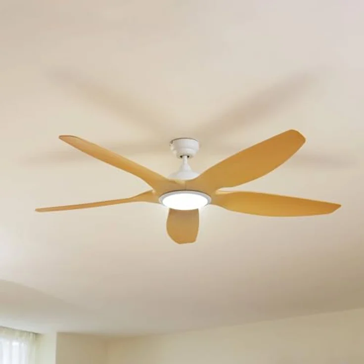 Lucande Omendo 10022120, LED Deckenventilator mit Dimmfunktion und Fernbedienung, 152 cm, weiß, 1-flammig, für Räume bis 15 m² – Bild 2