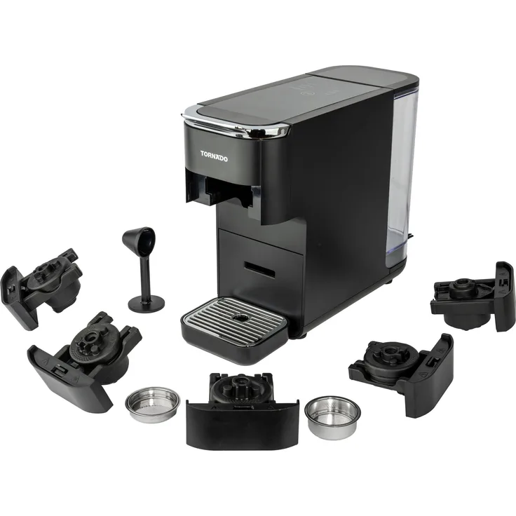 Tornado TCM-7042-GS 5 in 1 Multi-Kapsel-Kaffeemaschine, bereitet Nespresso Original, Kaffeepulver, Lavazza Blue, ESE-Pads und Dolce Gusto zu