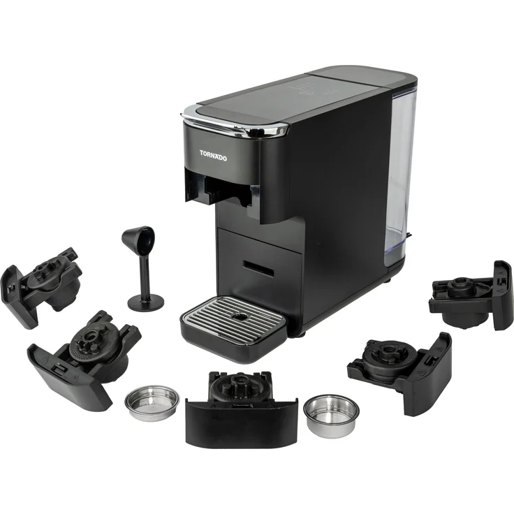 Tornado TCM-7042-GS 5 in 1 Multi-Kapsel-Kaffeemaschine, bereitet Nespresso Original, Kaffeepulver, Lavazza Blue, ESE-Pads und Dolce Gusto zu – Bild 1