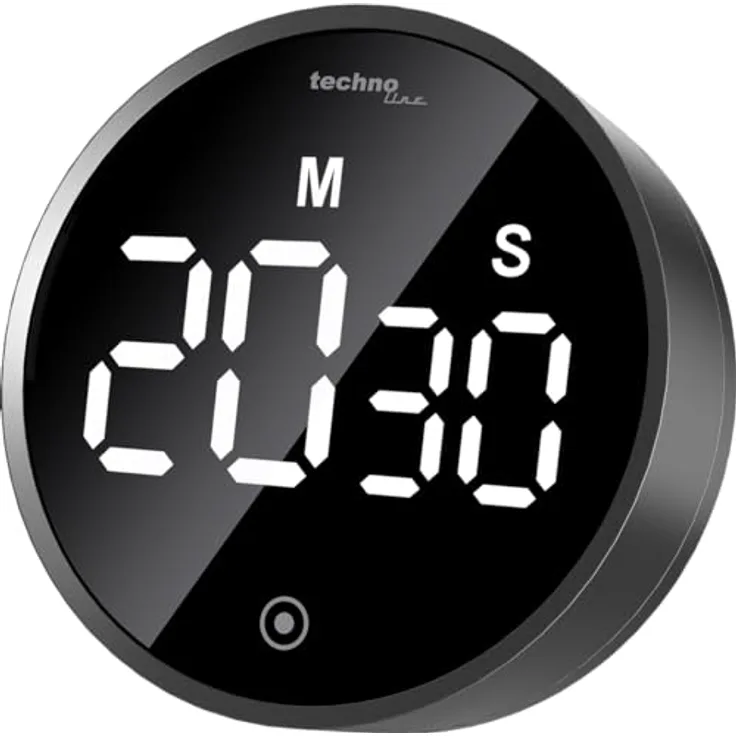 technoline moderner Kurzzeitwecker, Kitchentimer, Count-down Timer digital, rund, Beleuchtung (ECO), Touch, hochglanzschwarz