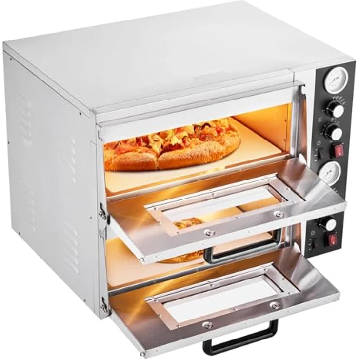 VEVOR elektrischer Pizzaofen PSL-36-EU, 2500 W mit Doppelkammer, Temperaturregelung bis 450 °C für 457 mm Pizza – Bild 1