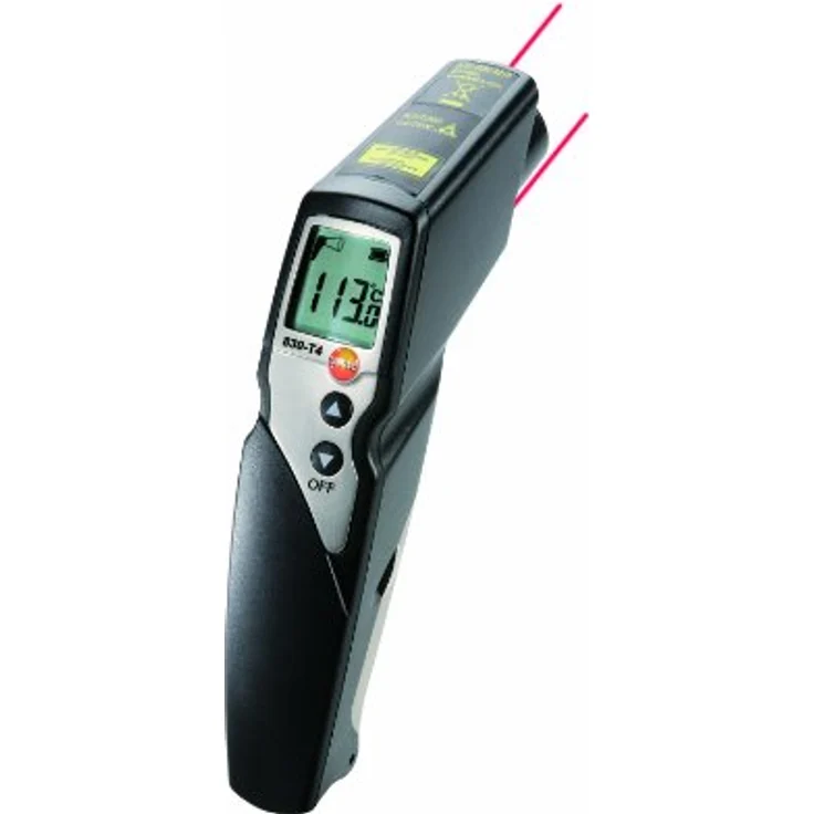 Testo 0563 8314 830-T4 Set, Infrarot-Thermometer mit Lederschutzhülle, inklusive Kreuzband-Oberflächenfühler (0602 0393), Batterien und Werkskalibrierschein – Bild 2