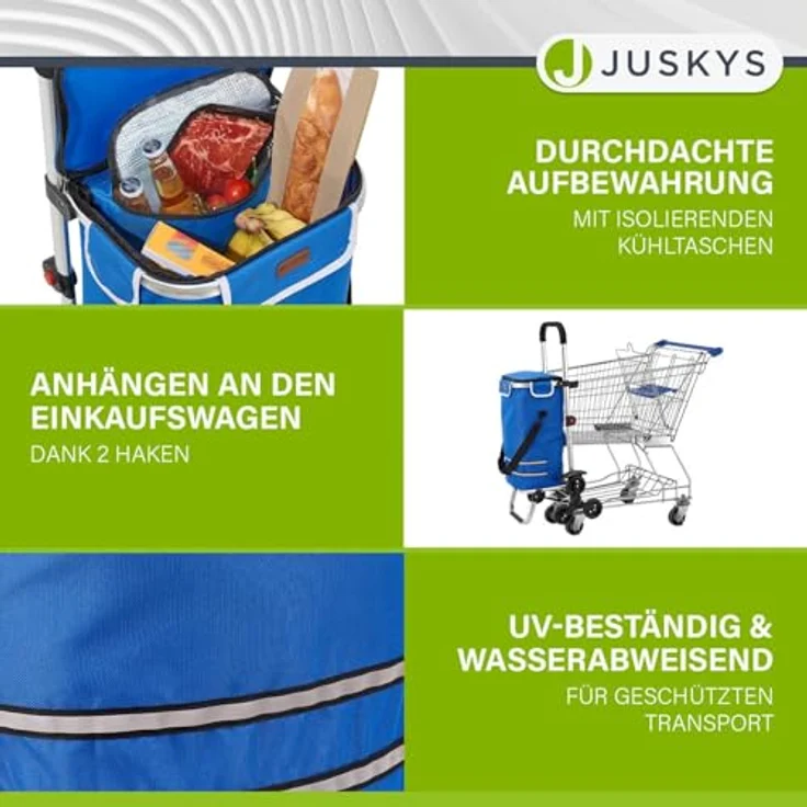 Juskys 3in1 Einkaufstrolley für Treppen - 56 L, klappbar & modern, Dunkelblau – Bild 4