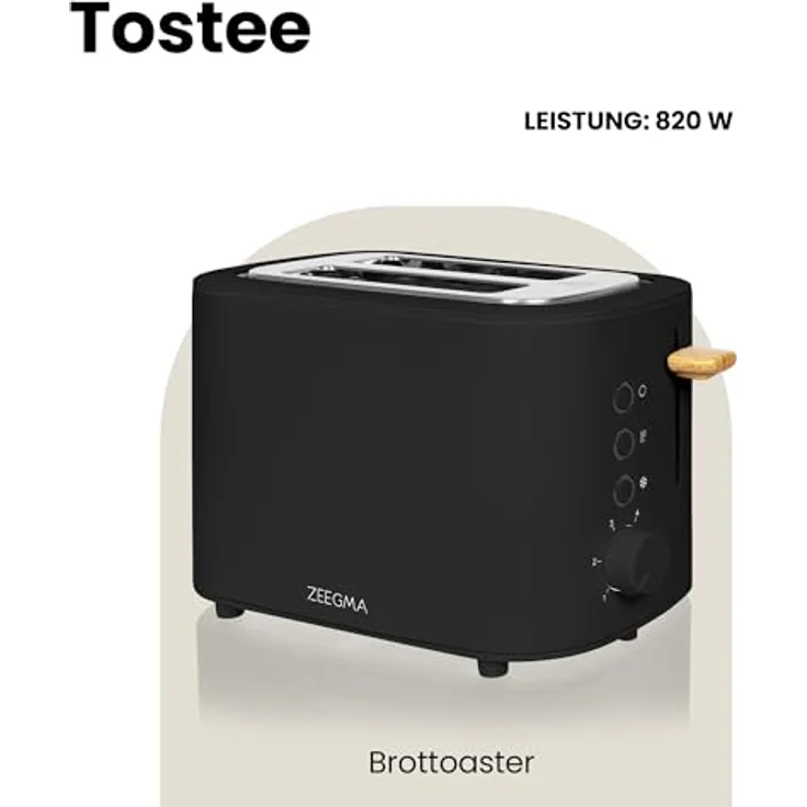 lionelo Toaster TOSTEE, 2 kurze Schlitze, 1500,00 W, Krümelfach/Auftau- & Aufwärmfunktion, weiß-schwarz – Bild 2