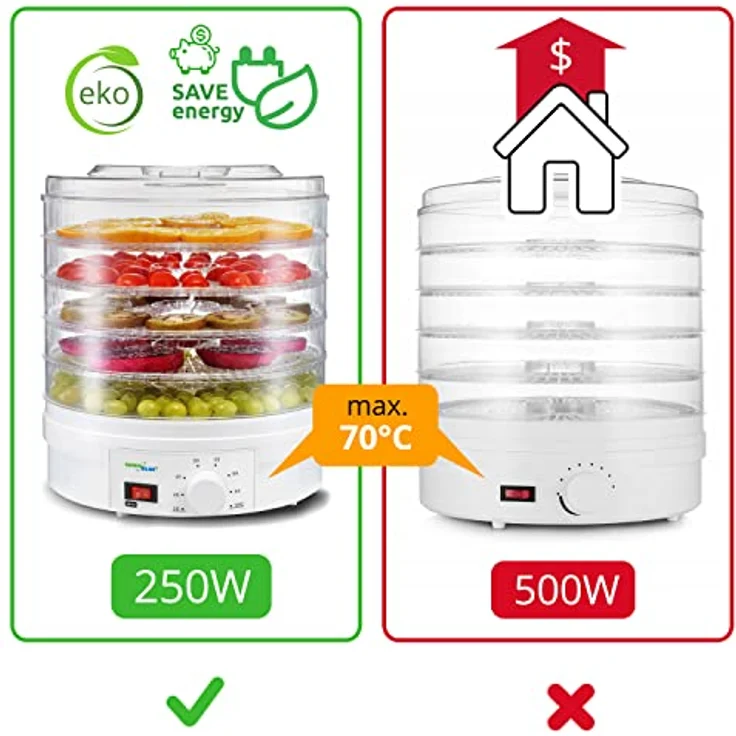 Greenblue GB190 Dörrautomat, Trockner für Pilze, Gemüse und Obst, 250 Watt, 5 Ebenen, weiß – Bild 10