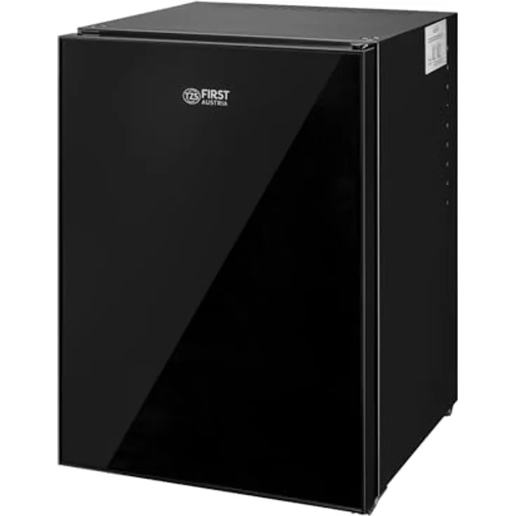 TZS First Austria Minikühlschrank | 40L Glasdesign | Lautlos & energieeffizient | LED-Licht | Wechselbarer Türanschlag