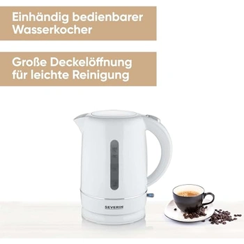SEVERIN Waterkoker 1,7 l, krachtige en compacte waterkoker in hoogwaardig design, elektrische waterkoker met kalkfilter, zwart, WK 4322