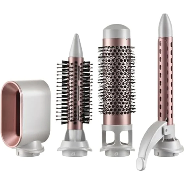 Adler AD 2027 5-in-1 Lockenstab, 2x Rundbürsten, 1x große Bürste, 1x Haartrockneraufsatz, 2 Stufen der Temperatureinstellung, Überhitzungsschutz, Drehbares 1,8 M Kabel, Perlweiß/Roségold – Bild 3