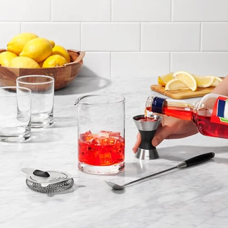 OXO Steel Doppel-Jigger, Edelstahl Messbecher mit 1/3, 3/4, 1-1/2, 1/4, 1/2 und 1 Unze Messungen, spülmaschinenfest mit rutschfestem Griff – Bild 5