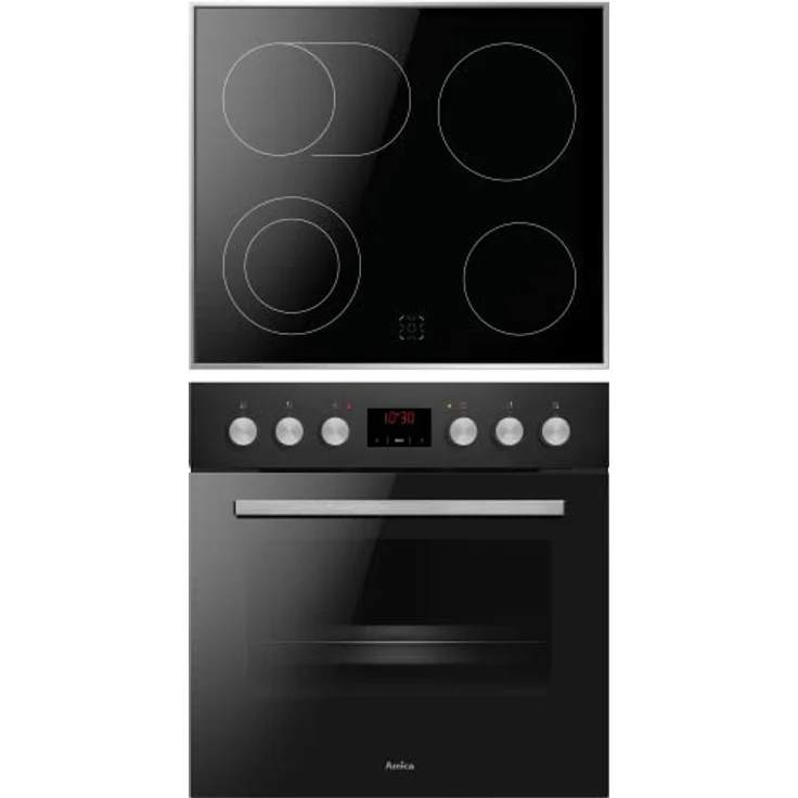 Amica ACHE 9336 SM Herd-Set, 65-Liter Umluft-Backofen mit Glaskeramikkochfeld, Edelstahlrahmen, Timer und Wasserdampf-Reinigung – Bild 1
