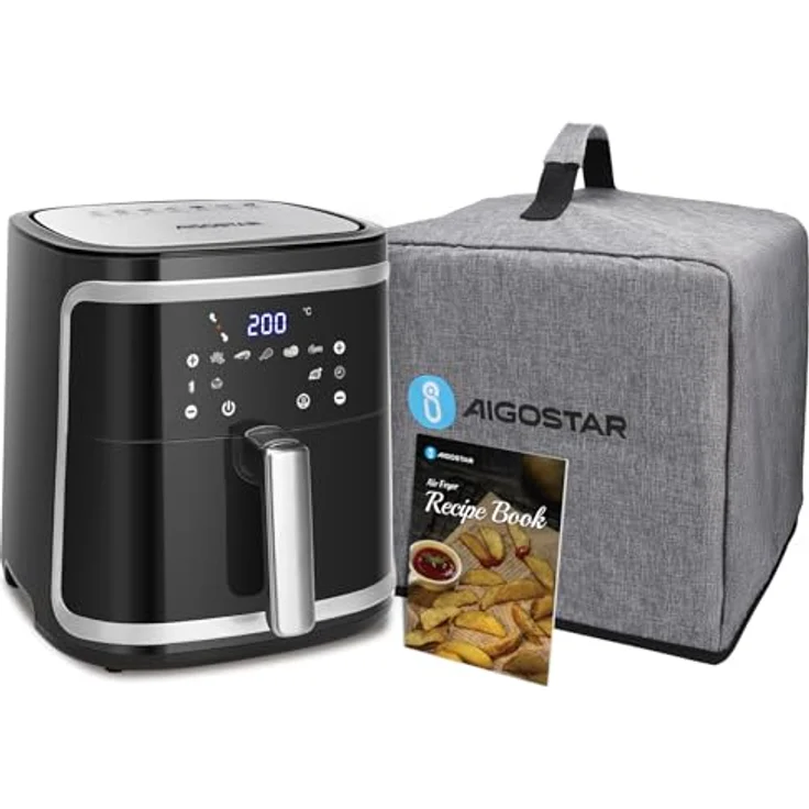 Aigostar - XXL-Luftfritteuse mit Staubschutz, 7 l Air Fryer, 1900 W, Warmhaltefunktion und LED-Touch-Panel – Bild 1