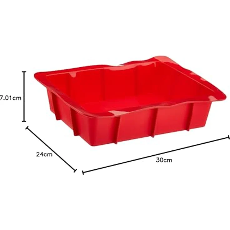 GMMH Auflaufform XXL Silikonbackform Lasagneform Kastenform Backform Kuchenform Brotbackform Königskuchenform (rot) – Bild 9