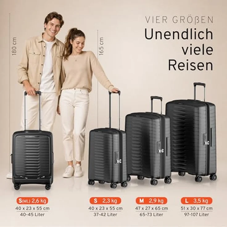 Stratic Novium Kabinentrolley S 55 cm, 4 Rollen mit Dehnfalte, schwarz, 100% Polypropylen – Bild 7