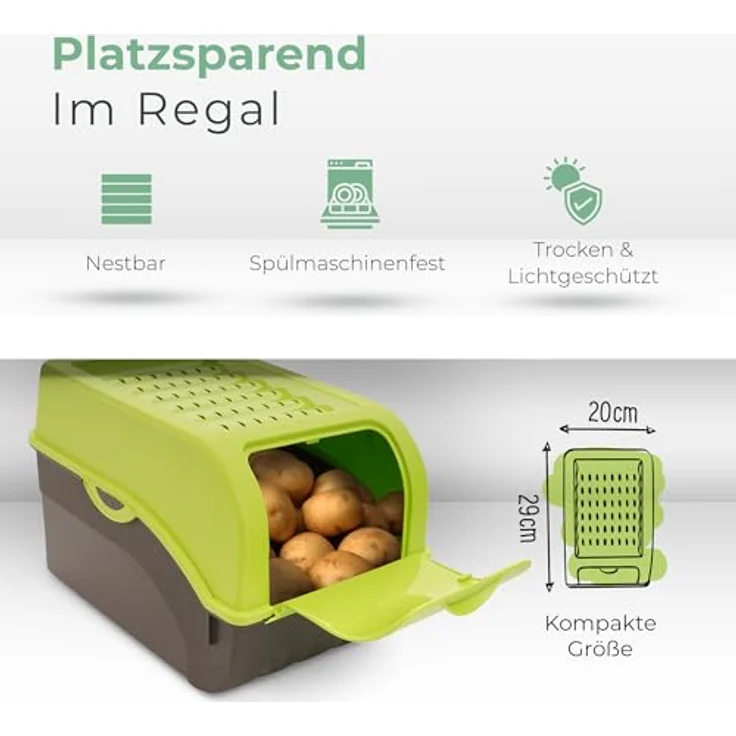 AMP Novaliv Gemüsebox 2er Set, Aufbewahrungsdose für Obst und Gemüse, 9L, grün, stapelbar und luftzirkulierend – Bild 3