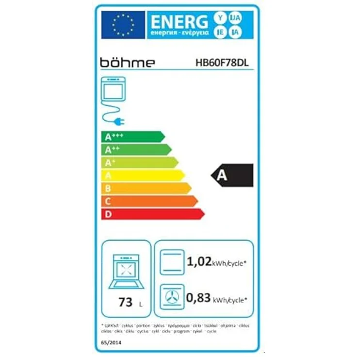 BÖHME Einbaubackofen HB60F78DL, Schwarz Glas mit Heißluft AirFry und Dampfunterstützung, 73 L Volumen, Energieeffizienzklasse A – Bild 2