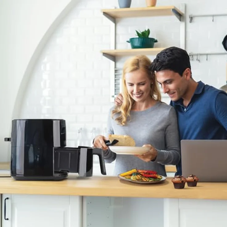ROSMARINO 5L Infinity Vision XL Heißluftfritteuse Airfryer mit LED-Anzeige, Backofen und Mikrowelle - Schwarz – Bild 2