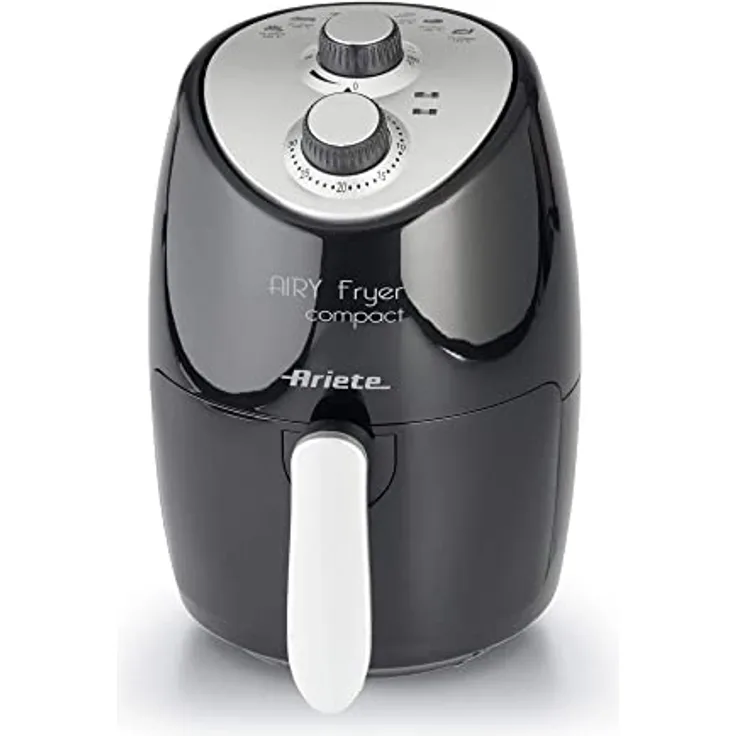 Ariete 4617, Airy Fryer Compact, Luftfritteuse, Fassungsvermögen 2 l, 1000 W, Temperatur max. 200 °C, Schwarz