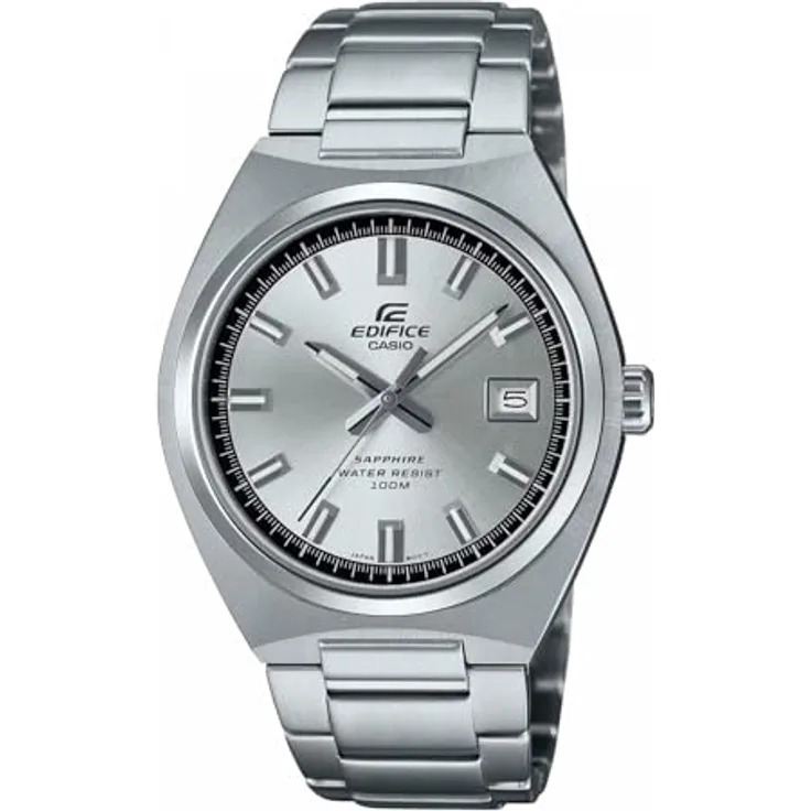 Casio Wrist Watch ANALOG, Edelstahl Armband, synthetischer Saphir, silber
