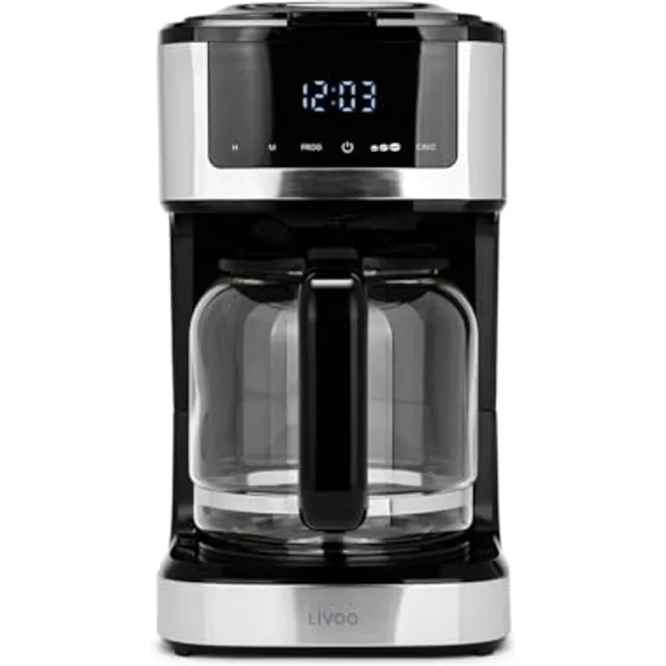 Livoo DOD208, programmierbare Filterkaffeemaschine mit 15 Tassen und 900 W, schwarz